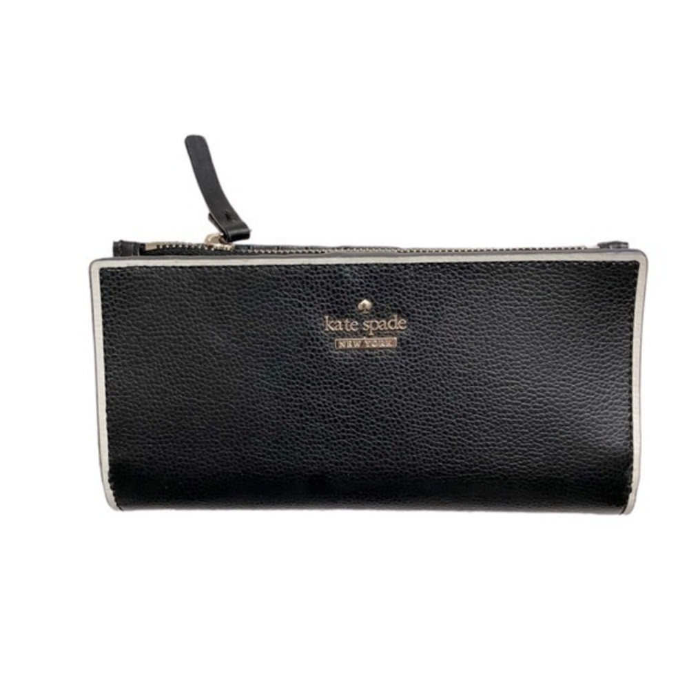 Kate spade black pebbled leather Patterson drive white painted edge wallet